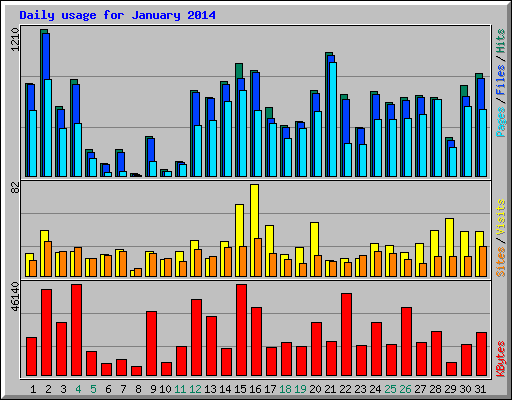 Daily usage for January 2014
