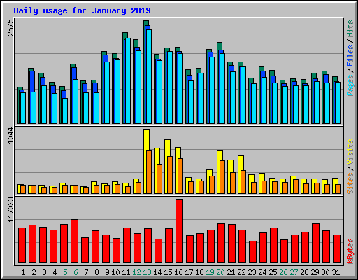 Daily usage for January 2019