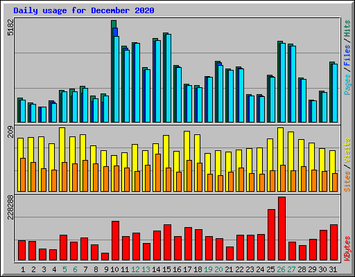 Daily usage for December 2020