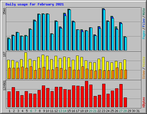 Daily usage for February 2021