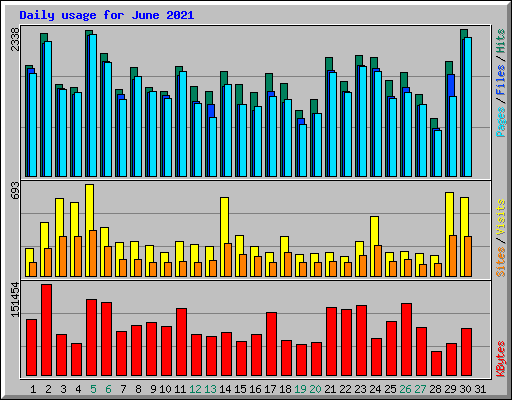 Daily usage for June 2021