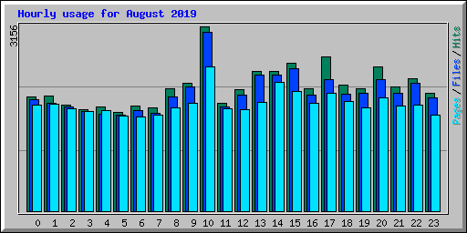 Hourly usage for August 2019